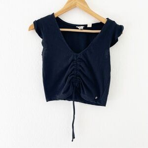 Roxy cropped ruffle sleeve blouse size small